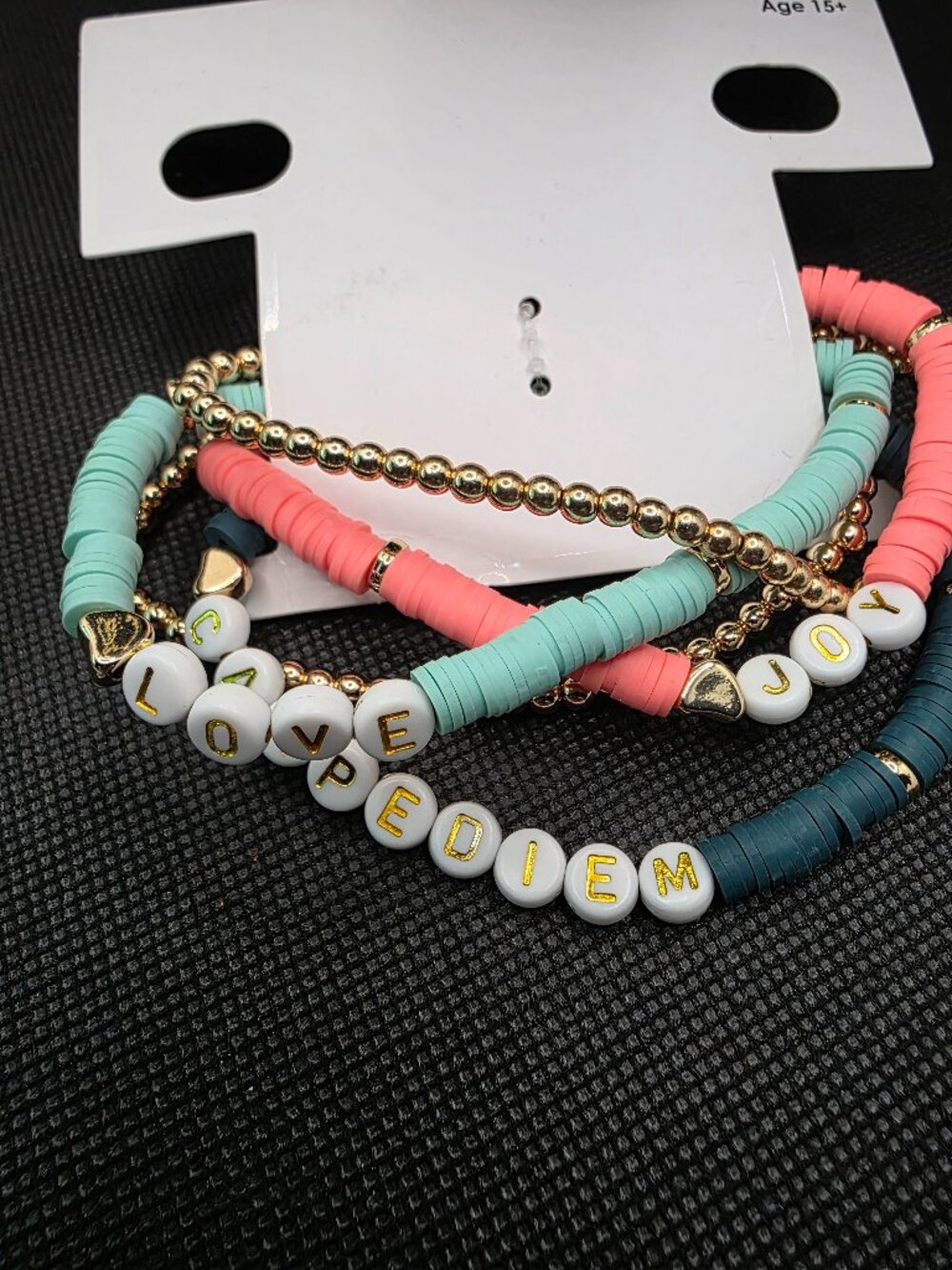GAP “Love • Joy • Carpe Diem” Multi Strand Beaded Bracelet Set